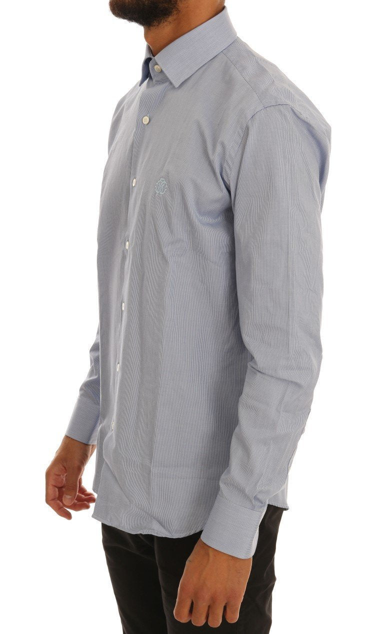 Blue Cotton Slim Fit Dress Shirt