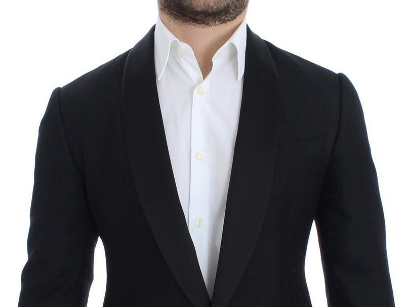 Black wool slim fit blazer