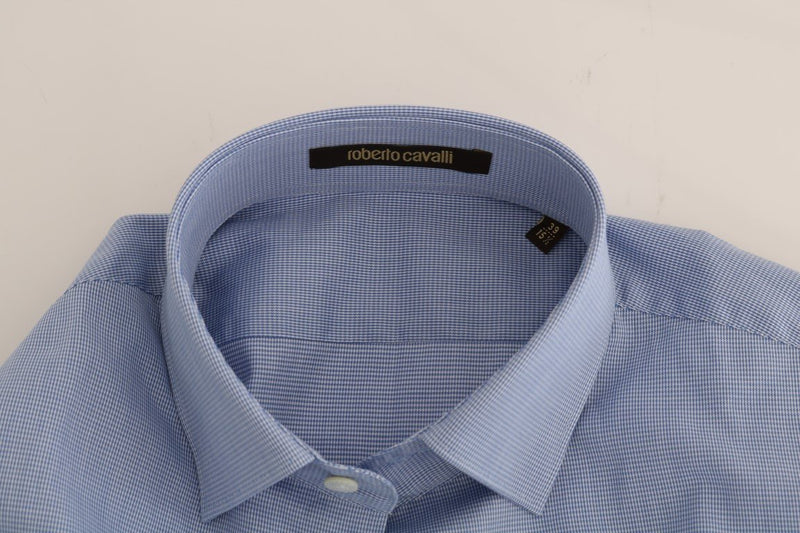 Blue Cotton Slim Fit Dress Shirt