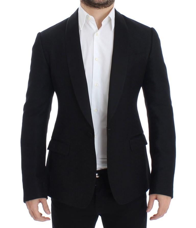 Black wool slim fit blazer