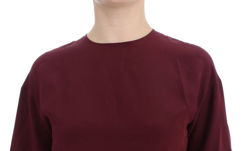 Red 3/4 sleeve silk blouse