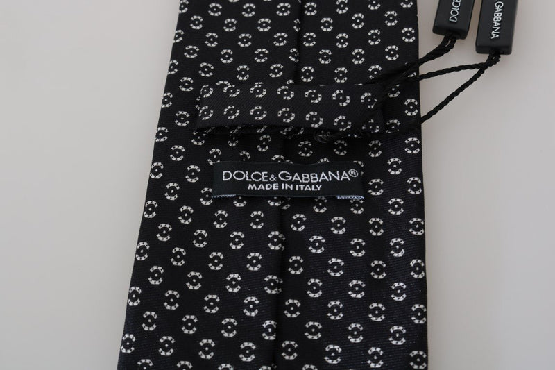 Black Silk Patterned Tie