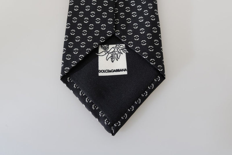 Black Silk Patterned Tie