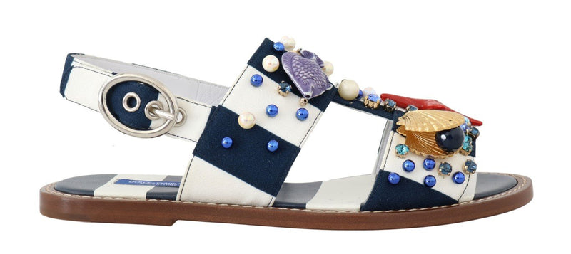 Multicolor Leather Crystal Sandals
