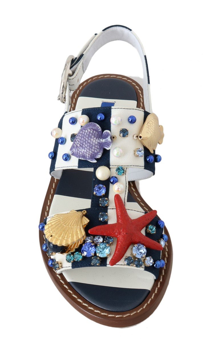 Multicolor Leather Crystal Sandals
