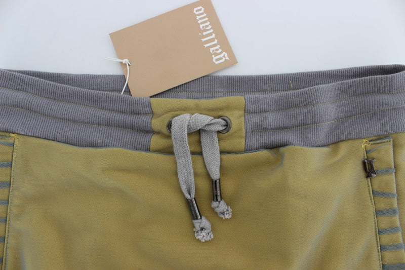 Gray Yellow Stretch Mini Skirt