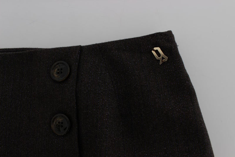 Brown Wool Stretch Pencil Skirt