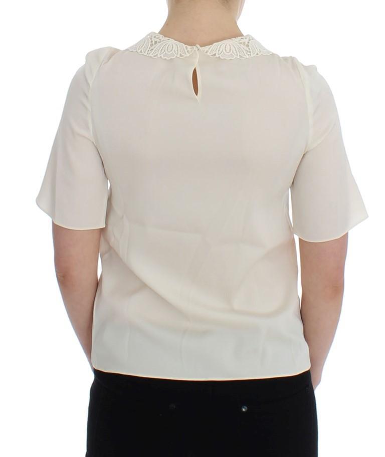 White lace silk blouse