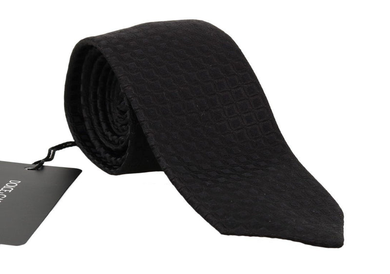 Black Silk Patterned Classic Tie