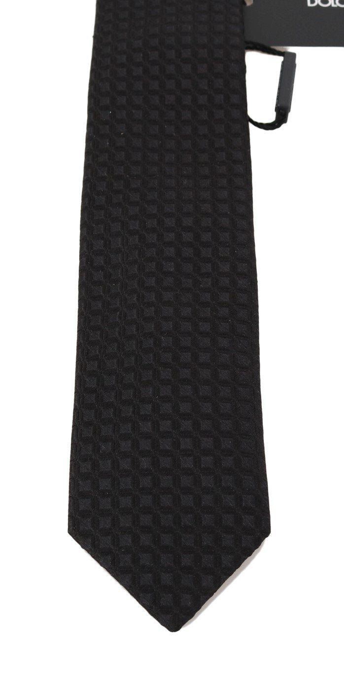 Black Silk Patterned Classic Tie