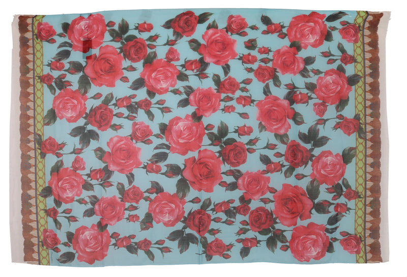 Pink Roses Cashmere Silk Wrap Shawl Scarf