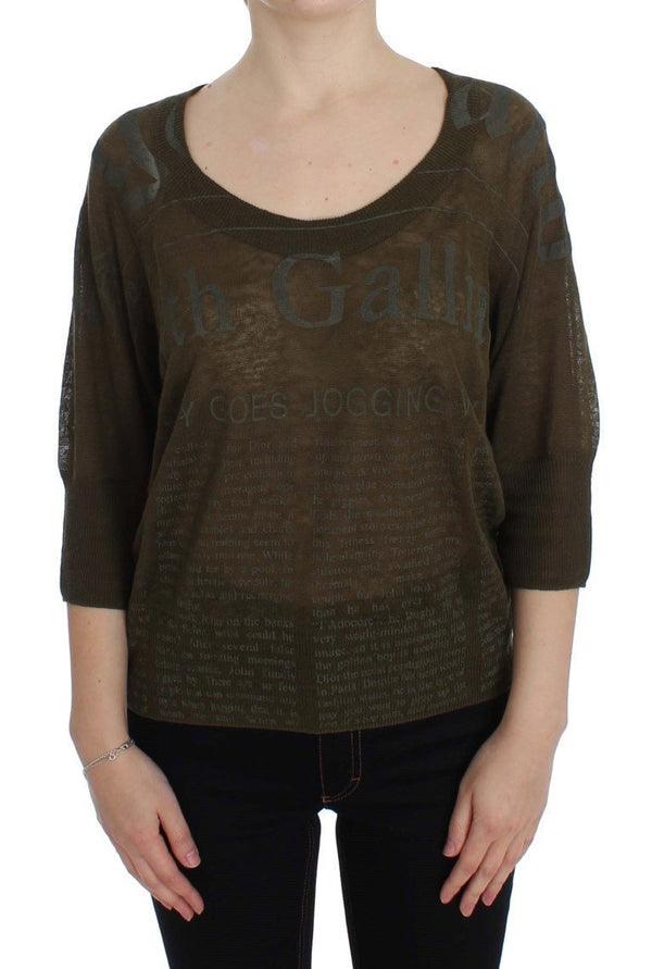 Green Linen Newspaper Print Sweater