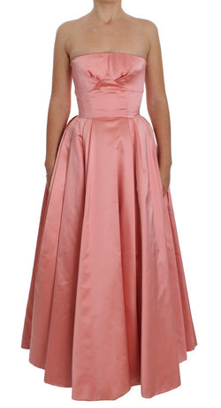 Pink Silk Ball Gown Full Length Dress