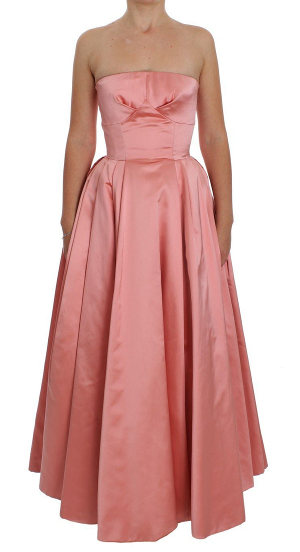 Pink Silk Ball Gown Full Length Dress