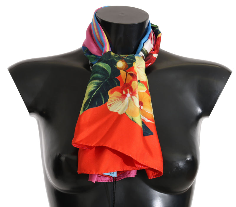 Multicolor Shell Beach Silk Floral Scarf