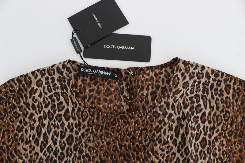 Brown leopard print cotton blouse