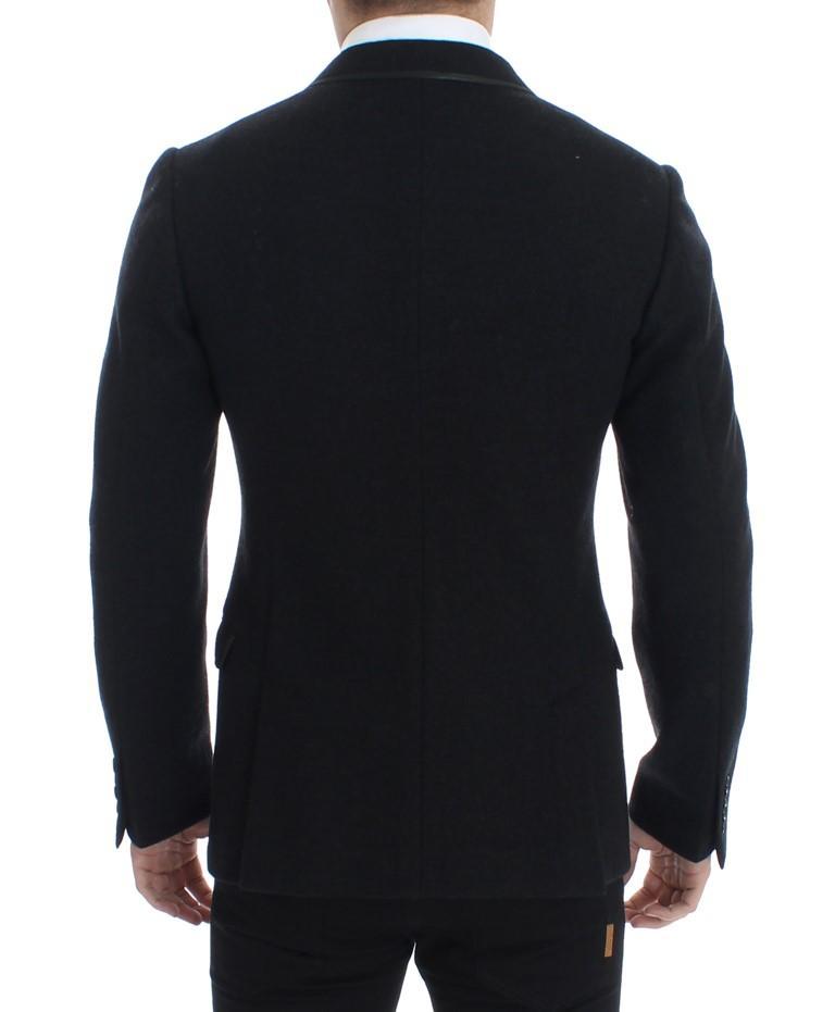 Gray wool two button slim blazer