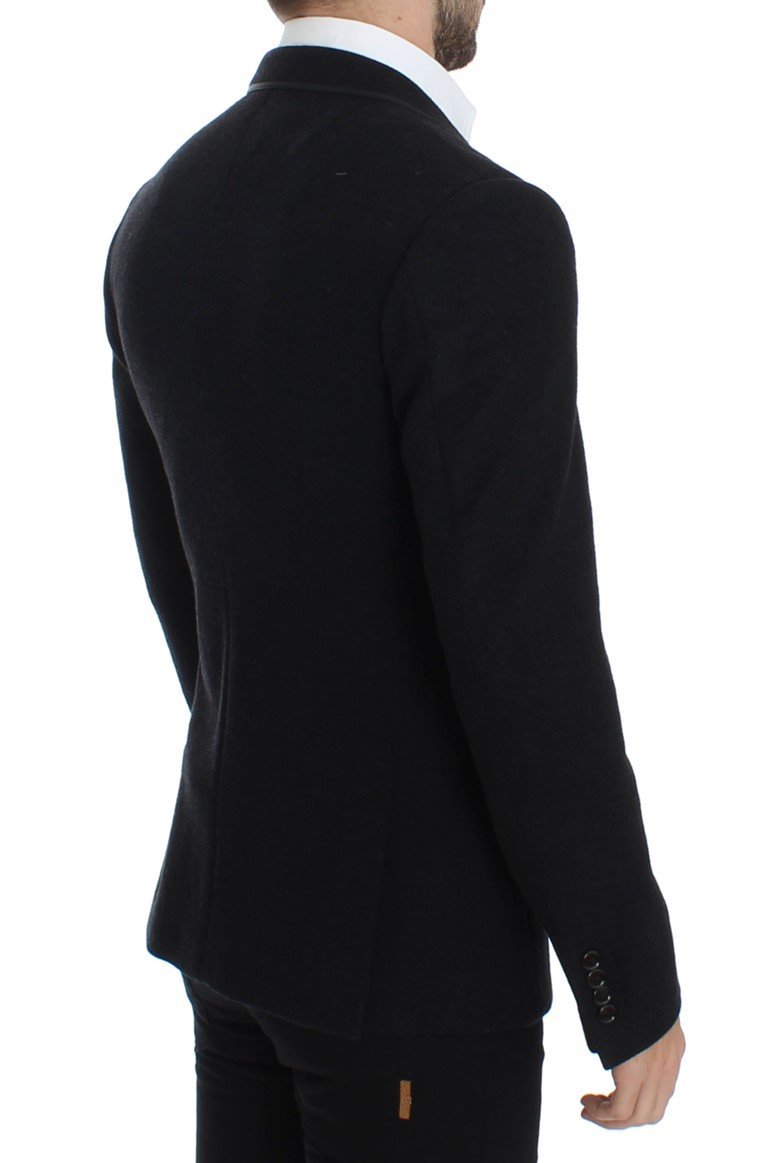 Gray wool two button slim blazer