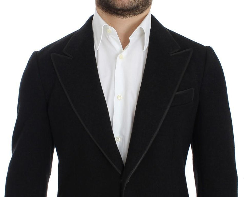 Gray wool two button slim blazer