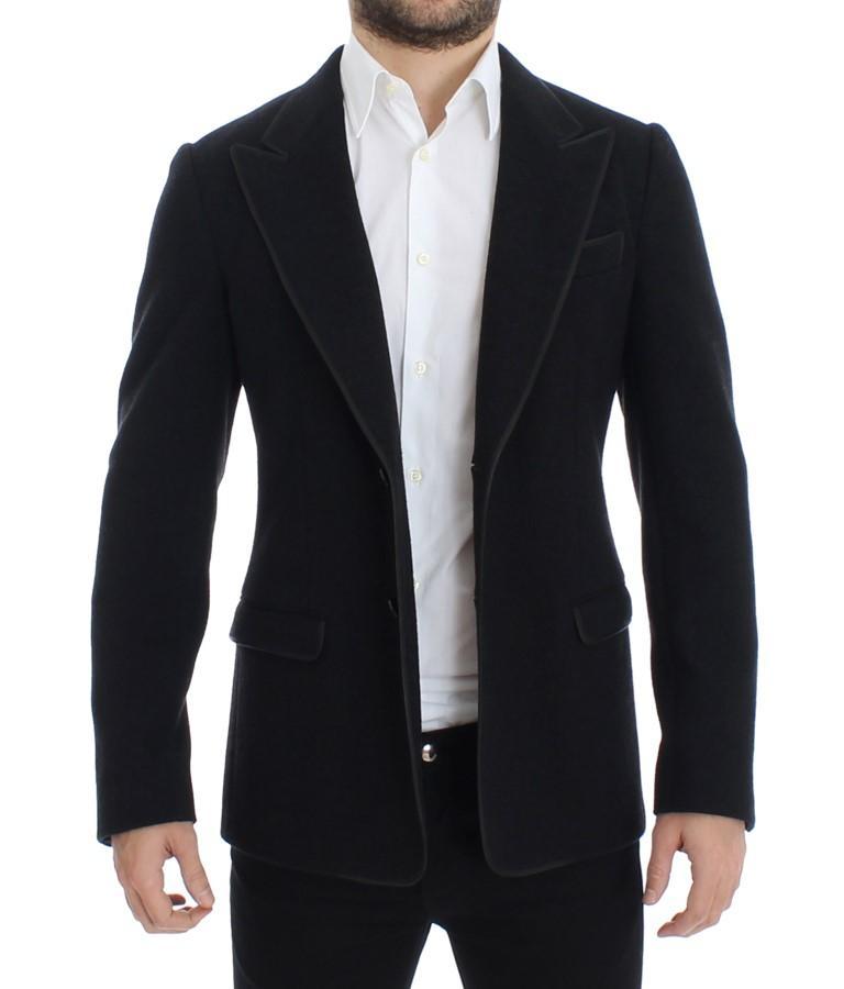 Gray wool two button slim blazer