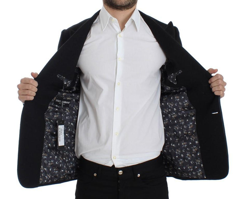 Gray wool two button slim blazer