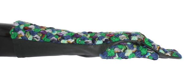 Multicolor Leather Long Gloves