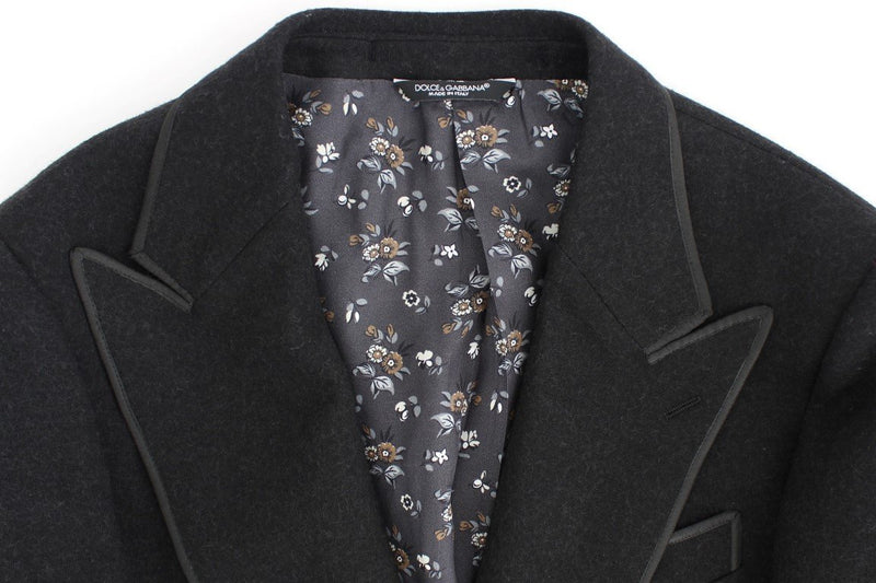Gray wool two button slim blazer