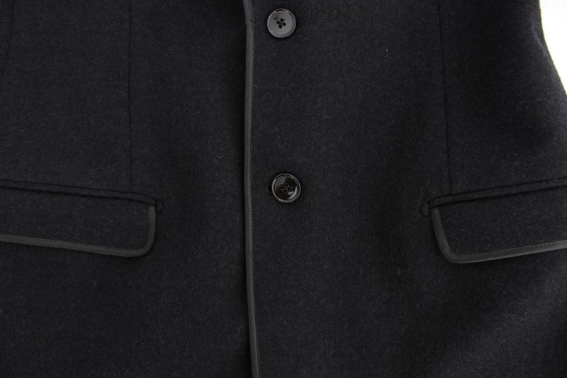 Gray wool two button slim blazer