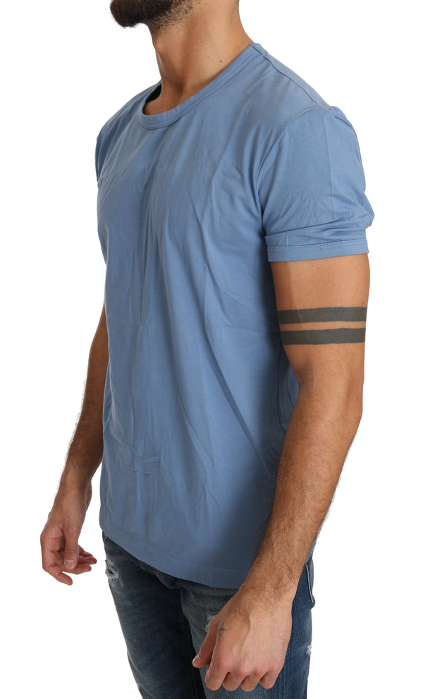 Blue Cotton Stretch Crewneck Underwear T-shirt