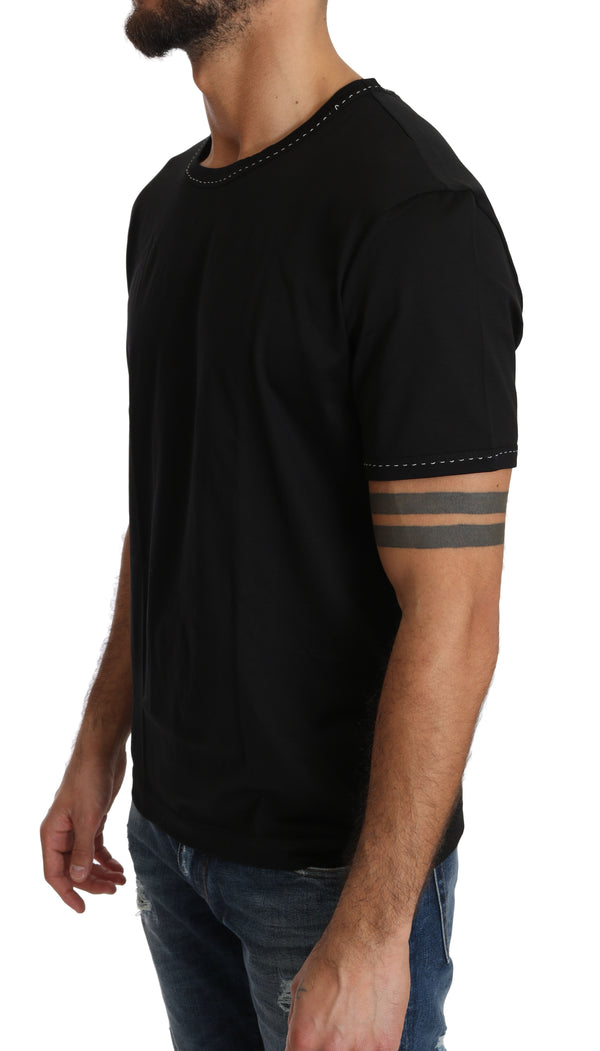 Black Cotton Crewneck Underwear T-shirt