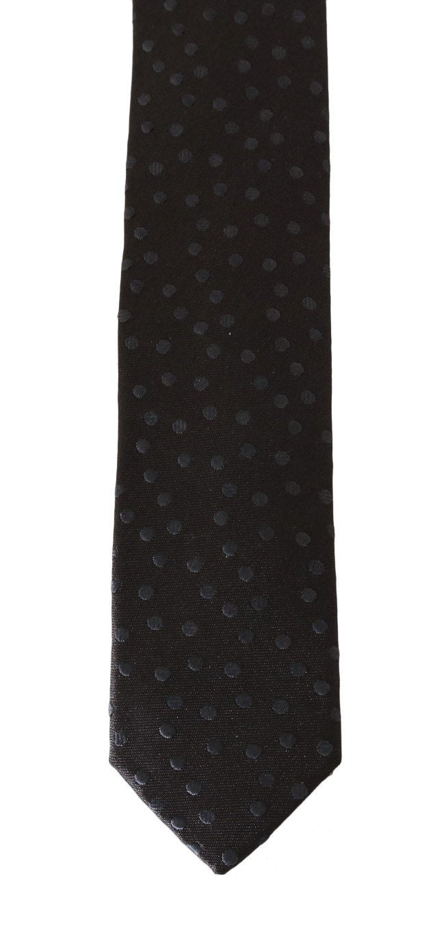 Brown Silk Gray Polka Dot Slim Tie