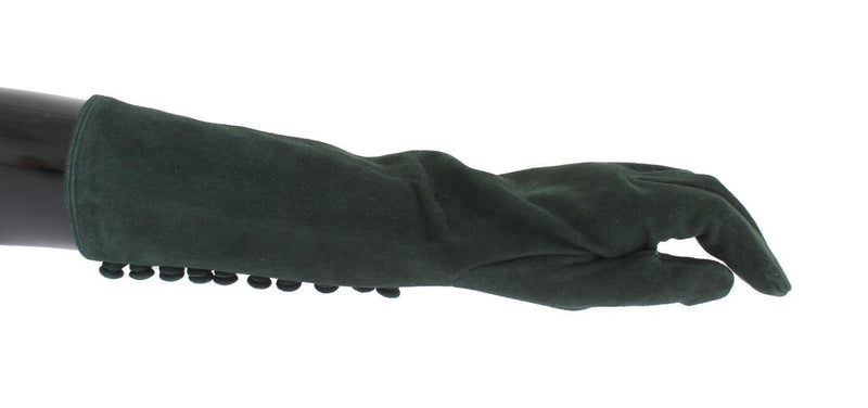 Green Suede Elbow Button Gloves
