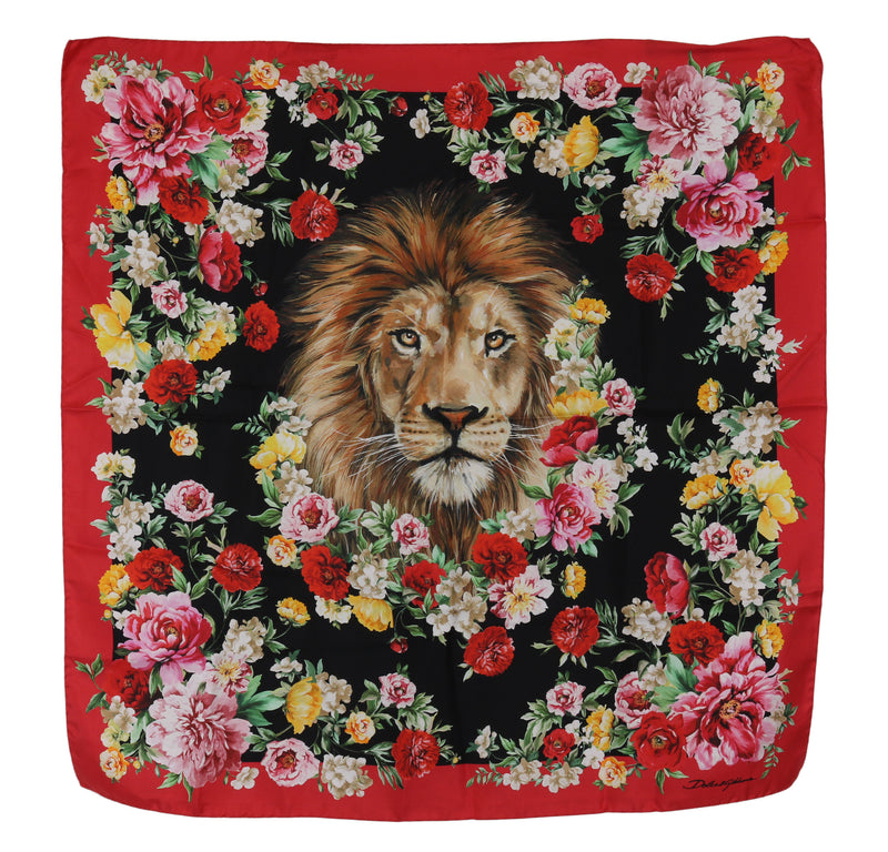 Lion Multicolor Square Silk Wrap Floral Scarf