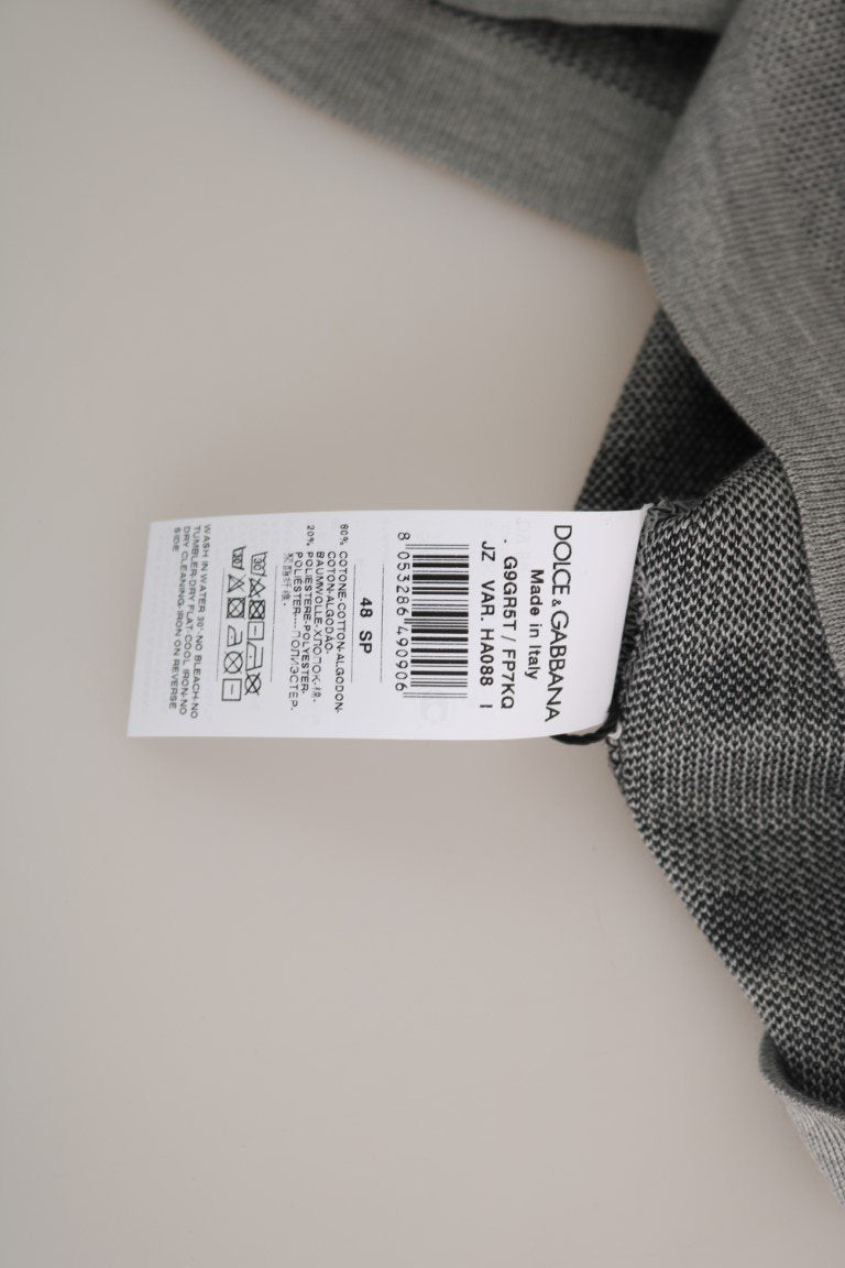Gray Cotton Black Hooded Pullover Sweater