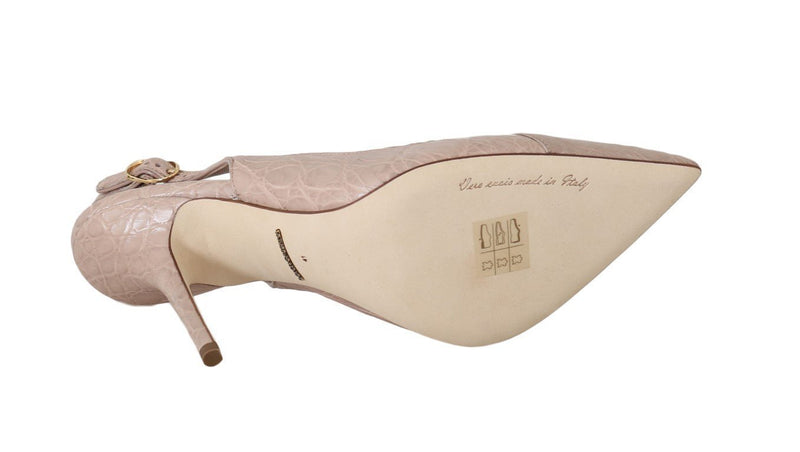 Pink Caiman Crocodile Slingbacks Shoes