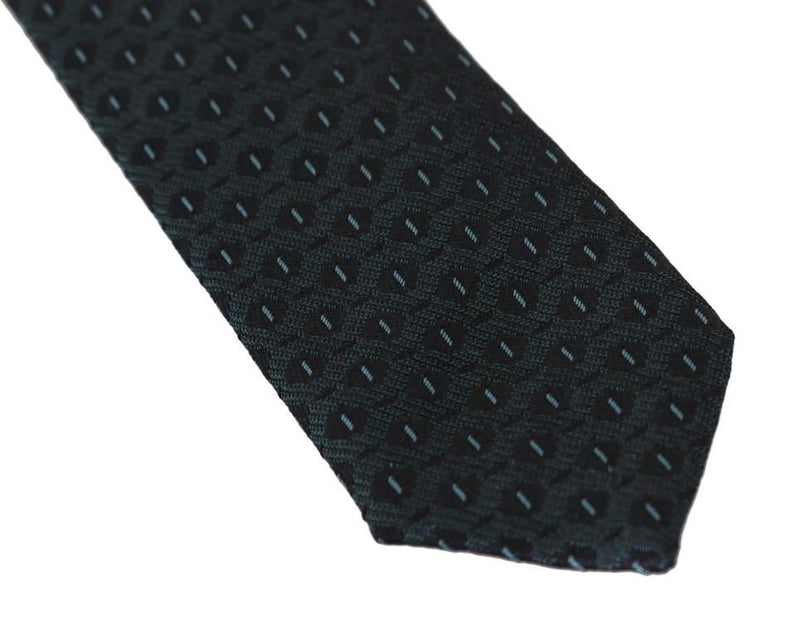 Black Silk Blue Pattern Slim Tie