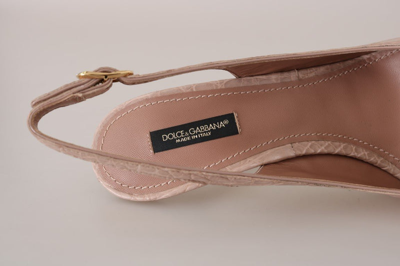 Pink Caiman Crocodile Slingbacks Shoes