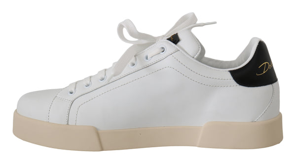 White Leather Gold Casual Sneakers