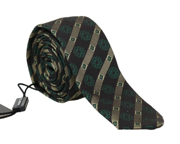 Green Yellow Silk Striped Slim Tie