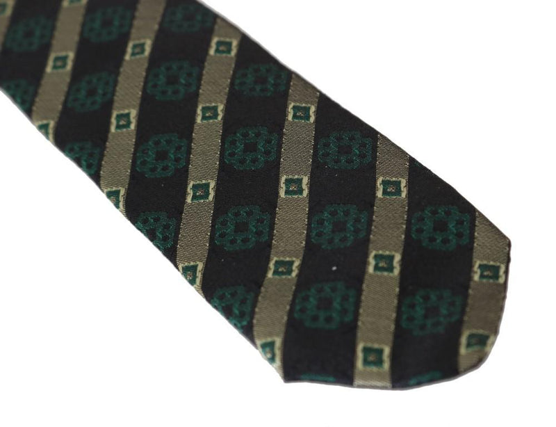 Green Yellow Silk Striped Slim Tie
