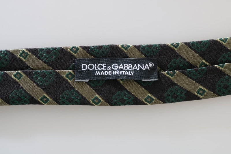 Green Yellow Silk Striped Slim Tie
