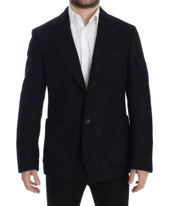 Blue two button alpaga blazer