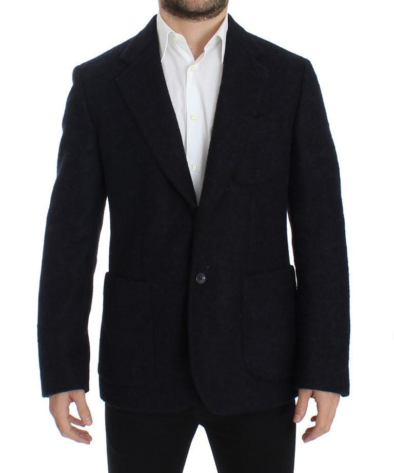 Blue two button alpaga blazer