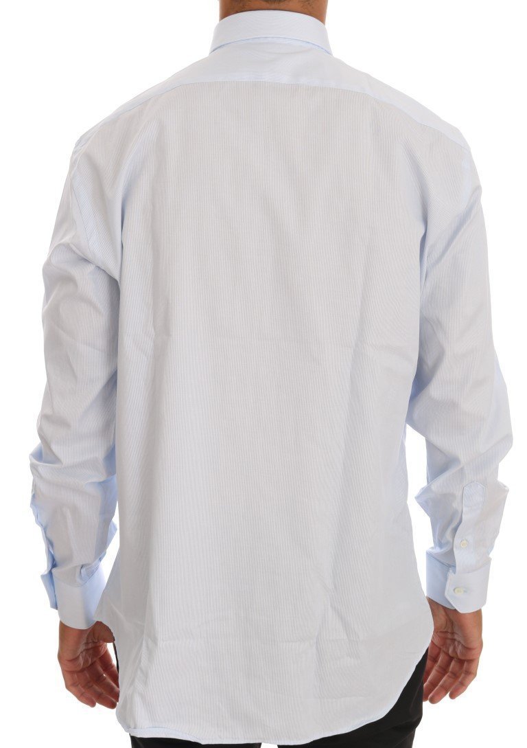 Blue Striped Cotton Slim Fit Shirt