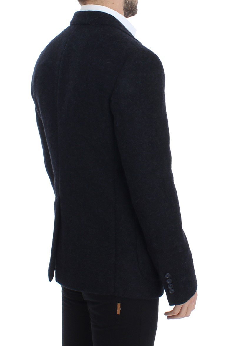 Blue two button alpaga blazer