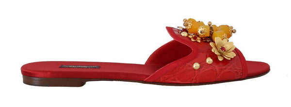 Red Caiman Crystal Slides Sandals