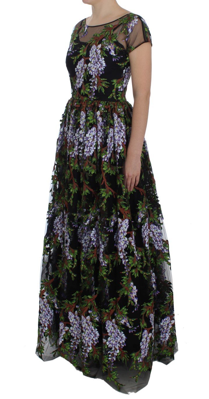Black Floral Embroidered Full Maxi Dress