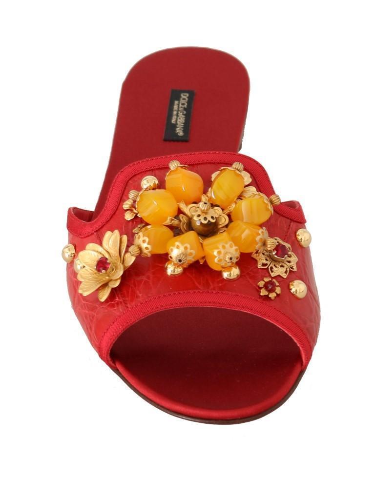 Red Caiman Crystal Slides Sandals