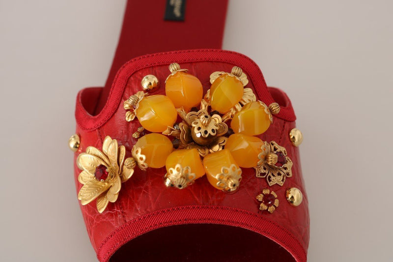 Red Caiman Crystal Slides Sandals