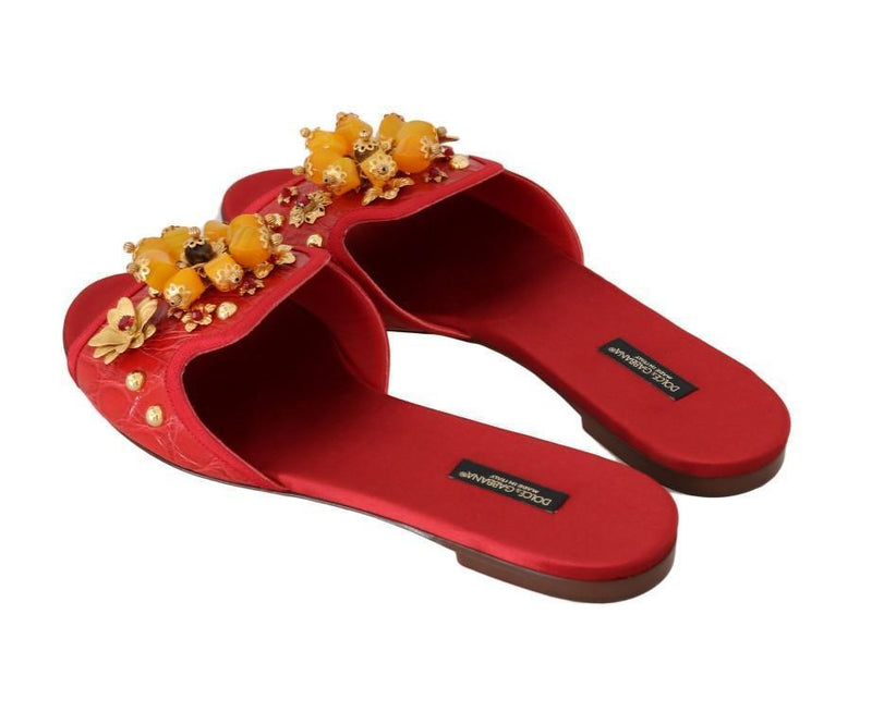 Red Caiman Crystal Slides Sandals